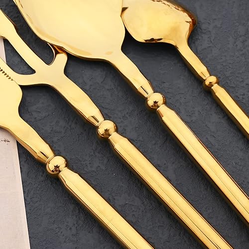 Miniatura 5 de JASHII Juego de cubiertos de acero inoxidable 304 de 4 piezas, ajuste gourment, elementos náuticos creativos de lujo, utensilios de vajilla, aptos