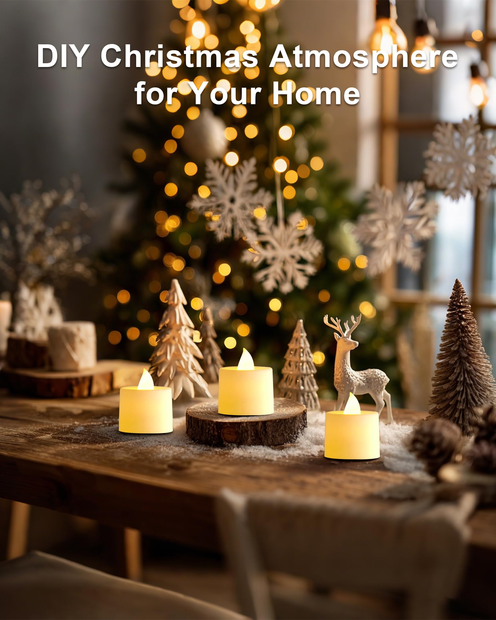 Amagic Confezione da 100 lumini votivi a LED, senza fiamma, piccole candele elettriche a lunga durata, funzionamento a batteria, per Halloween, Natale, decorazioni per la casa, matrimoni, feste