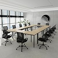 Vista 27 de Bonzy Home Mesas de conferencia, escritorio para computadora de oficina de 8 pies para sala de reuniones, estudio, escritura, mesa de podcast