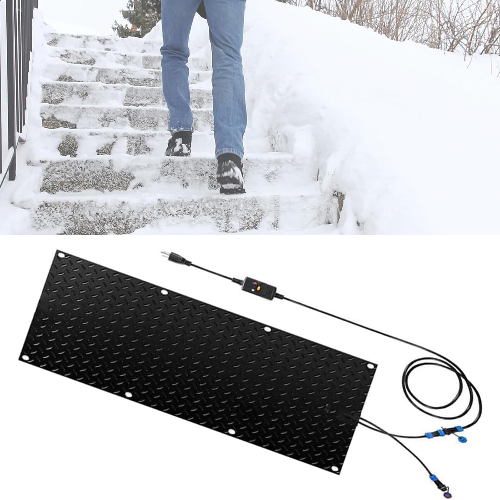 Elektryczne maty do topienia śniegu – antypoślizgowe, wodoodporne, zimowe maty na schody i chodniki(40x120cmx1Pcs)