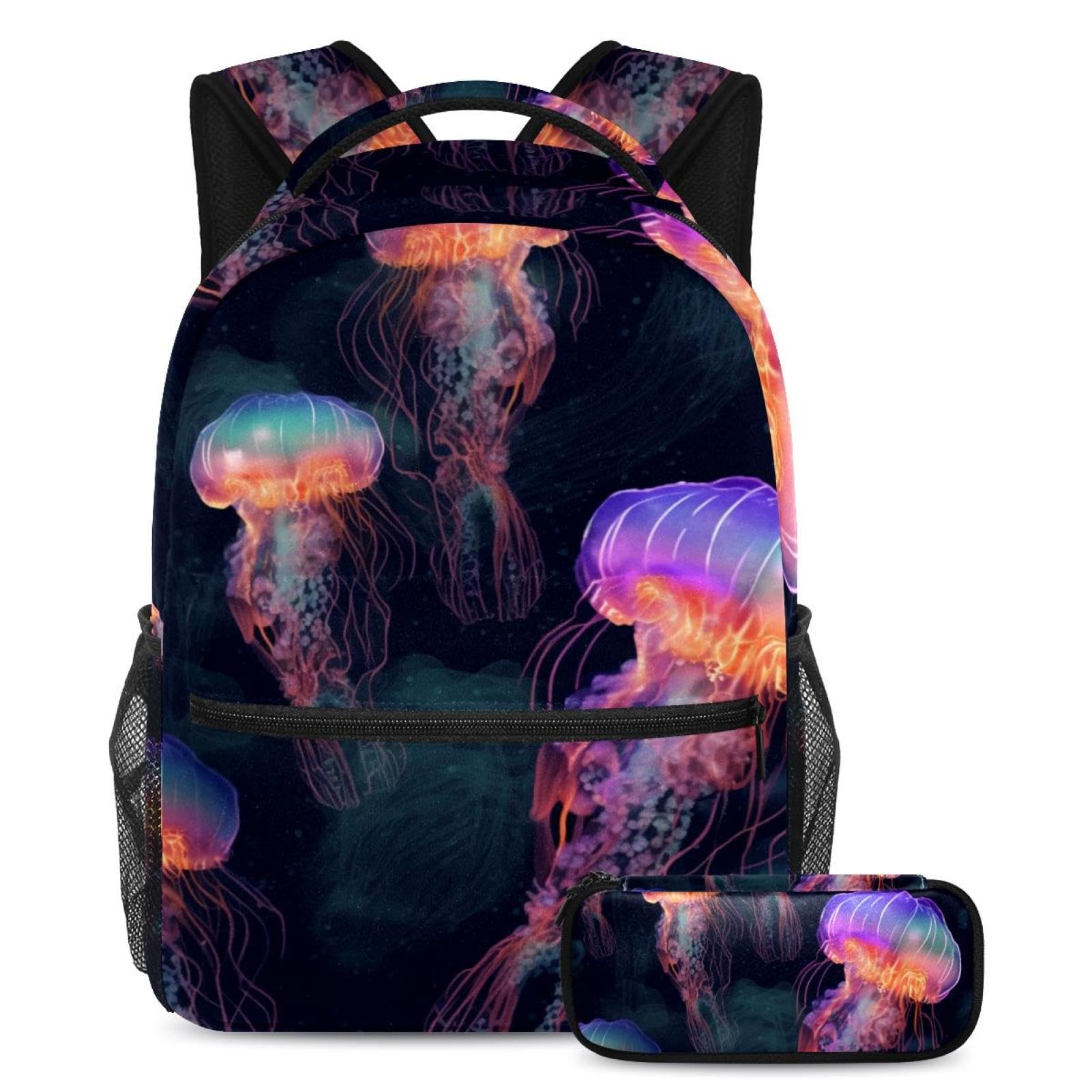 Sac à dos méduse colorée polyvalent grand volume avec sa sacoche - 2