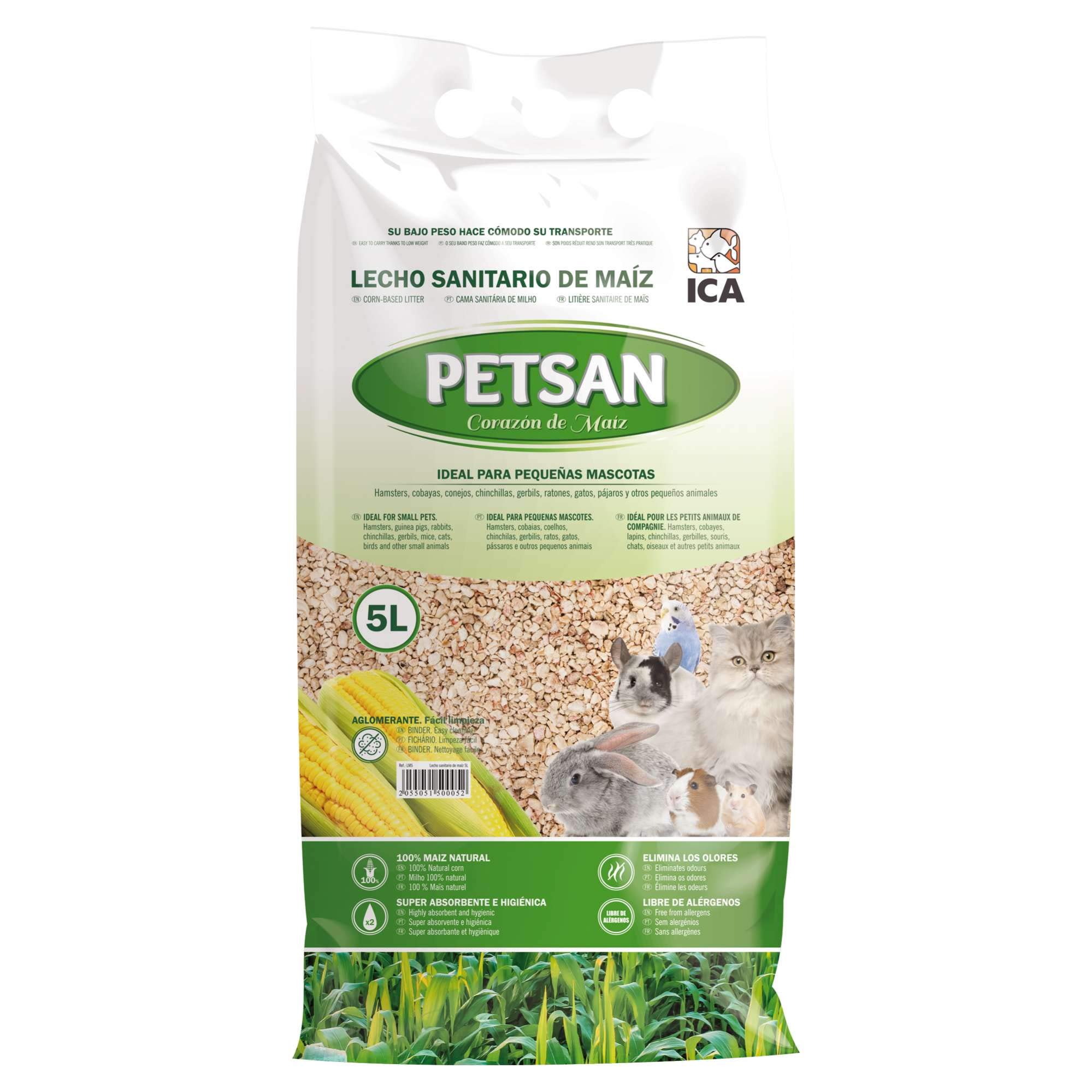 Lecho Sanitario de maíz 15L | 100% Natural, Biodegradable, Libre de Polvo, Gran Absorción