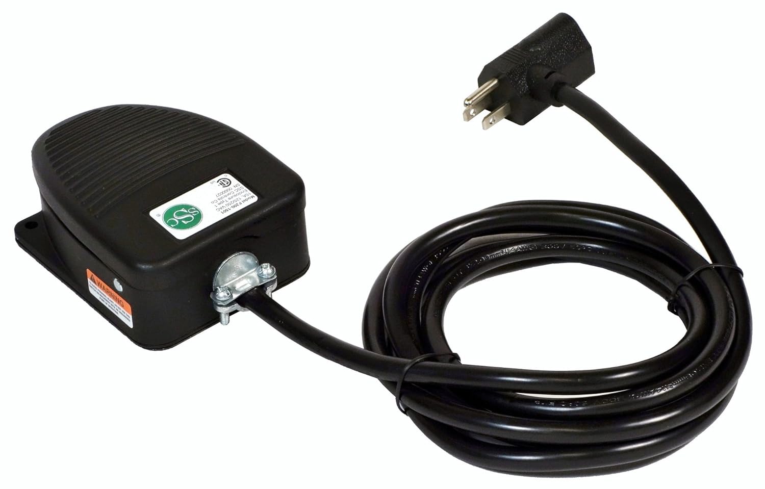 SSC Controls F200-1501 Foot Switch, Momentary Action, 8-ft Cable with Piggyback Plug (3-Pronged), Die-Cast, Electrical, Single Pedal, Made in USA