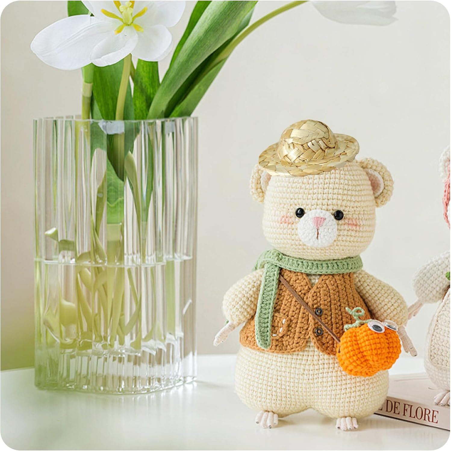 pson 10Pcs Mini Hand Knitting Straw Hat, DIY Doll Straw Hats Craft Jewelry Decoration, Perfect for Birthday Parties, and Themed Events