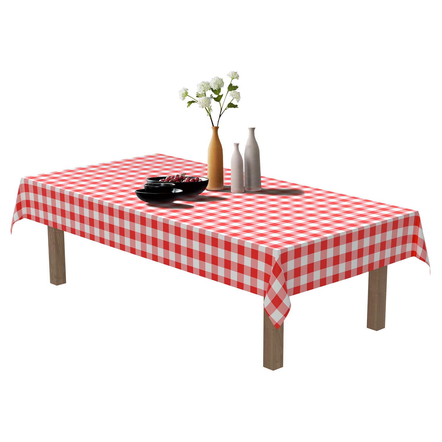 Tovaglia A Quadretti Rossi 274x137 Cm | Plastica Spessa E Resistente Per Feste | Impermeabile E Riutilizzabile | Confezione Da 14 Pezzi Per Esterni E Interni