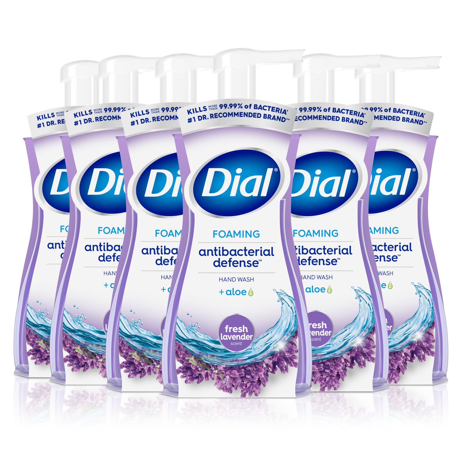 Dial Antibacterial Foaming Hand Wash, Fresh Lavender Scent, 7.5 fl oz (Pack of 6)