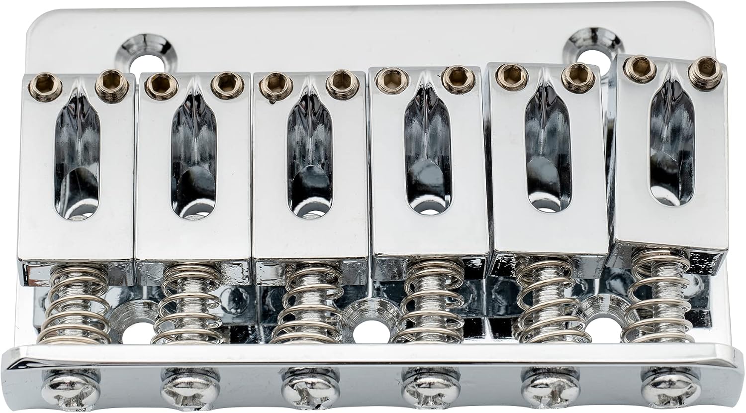 Musiclily 65mm Fixed Top Load Hardtail Guitar Bridge for 6 String Fender American Stratocaster Telecaster Electric Guitar, Chrome