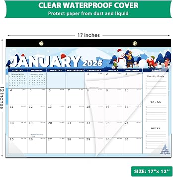Desk Calendar 2026, 18 Months Calendar Runs from January 2026 to June 2027 - Large 17 x 12 Desktop/Wall Monthly Calendar for Home School, or Office