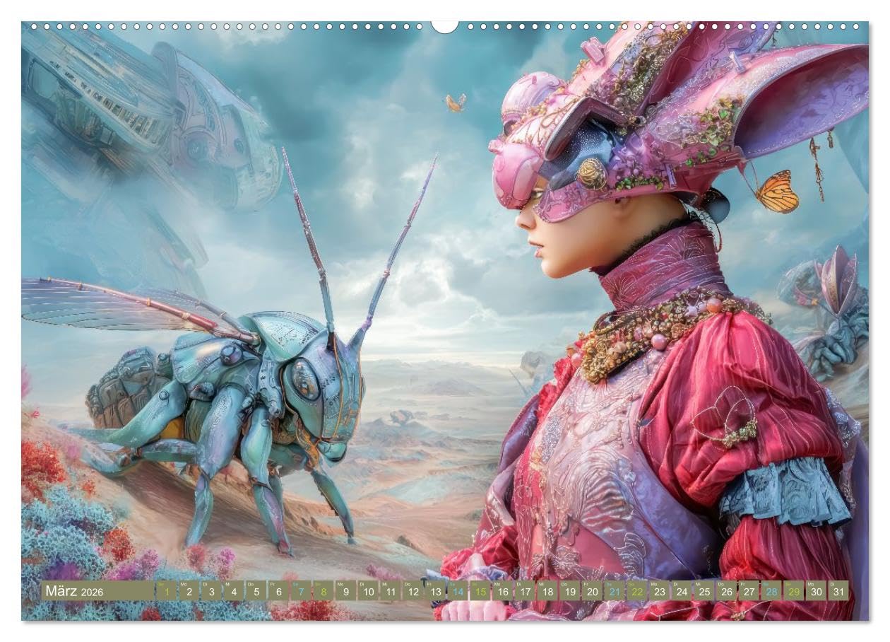 Insektenplanet - Surrealer Science-Fiction (hochwertiger Premium Wandkalender 2026 DIN A2 quer), Kunstdruck in Hochglanz: Gigantisch große surreale Insekten (CALVENDO Spass)