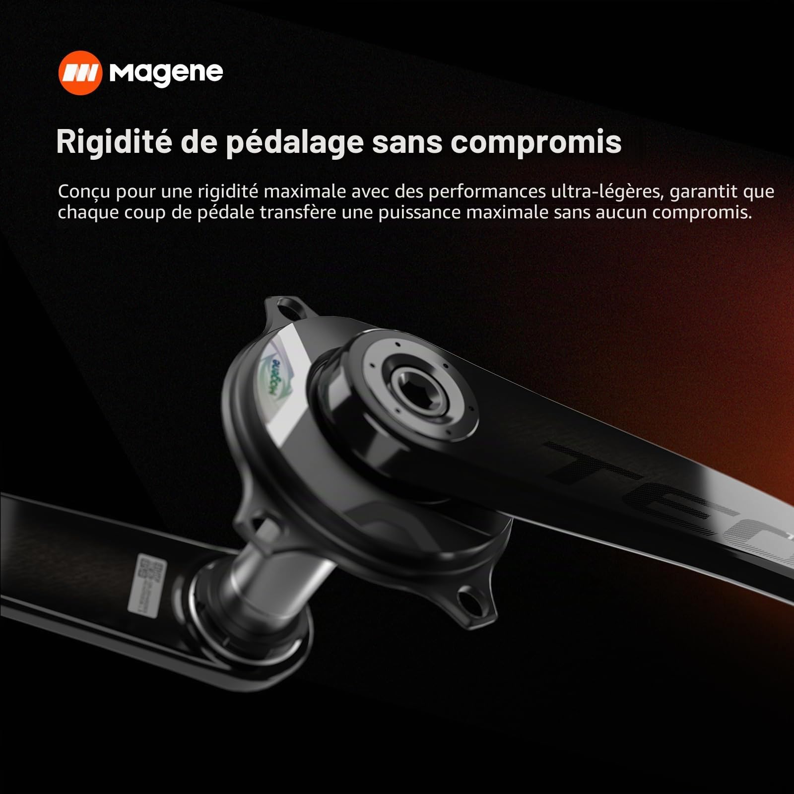 Magene TEO Pédalier P515 avec Capteur de Puissance, 4 Boulons, 110BCD, axe de 29 mm, Bluetooth Ant, Pédale de Cadence, équilibre, Pédalier en Carbone