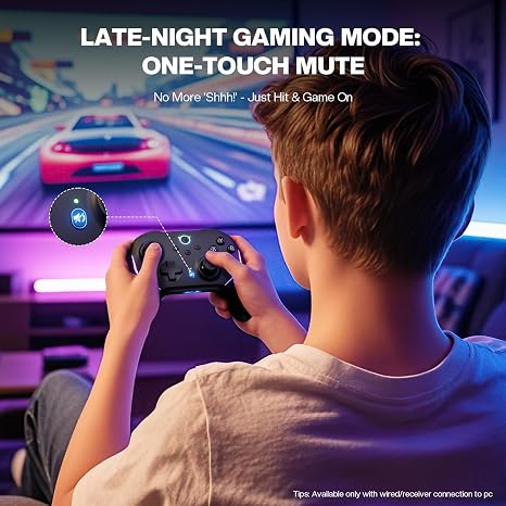 NYXI Master P1 Wireless PC Controller, Dual-Mode Triggers, Hall Effect Joystick, 1000Hz Polling Rate, Mute control, 6-Axis Gyro, Turbo, Lockable Back Buttons for PC/Switch/Switch 2/iOS/Android