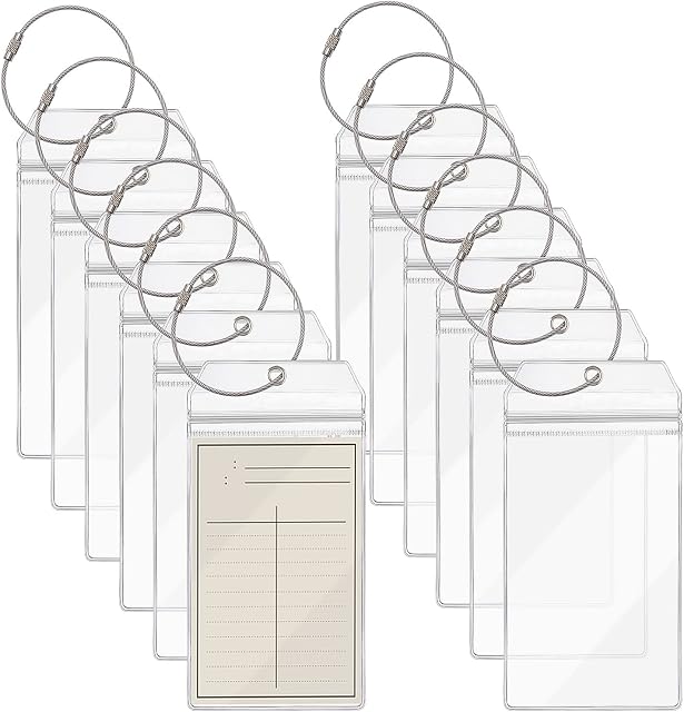 TYFYH Luggage Tag 12 Pcs Clear Waterproof Luggage Labels with Zipper & Steel Loops for Cruise Trip Vacation Accessories Princess Cruises Travel Luggage Suitcases Holders Baggage ID Labels