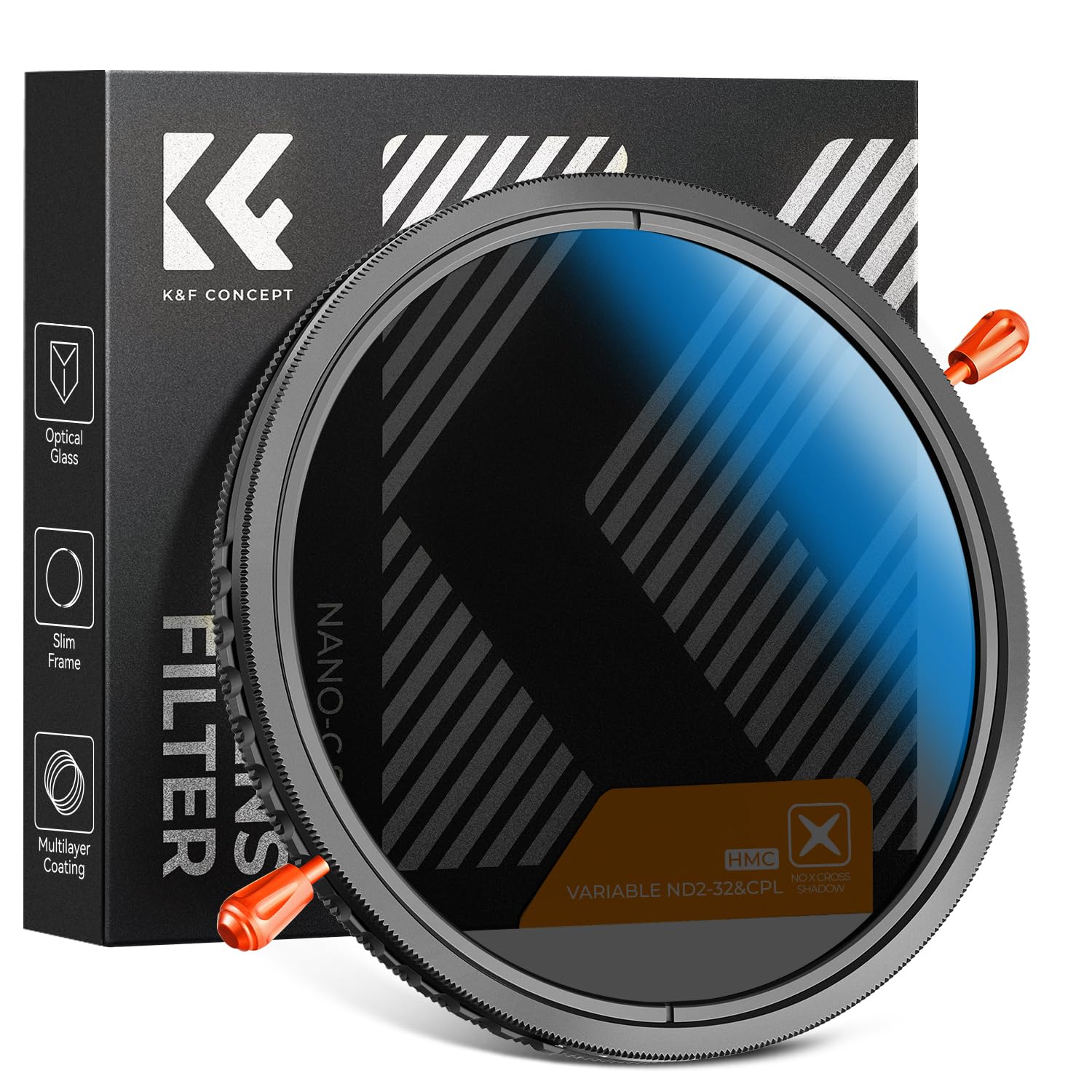 K&F Concept Zmienny filtr ND2-32 (1-5 stopów) i okrągły filtr polaryzacyjny 2 w 1, regulowany filtr polaryzacyjny o neutralnej gęstości z 18 wielowarstwowymi powłokami do obiektywu aparatu (seria C