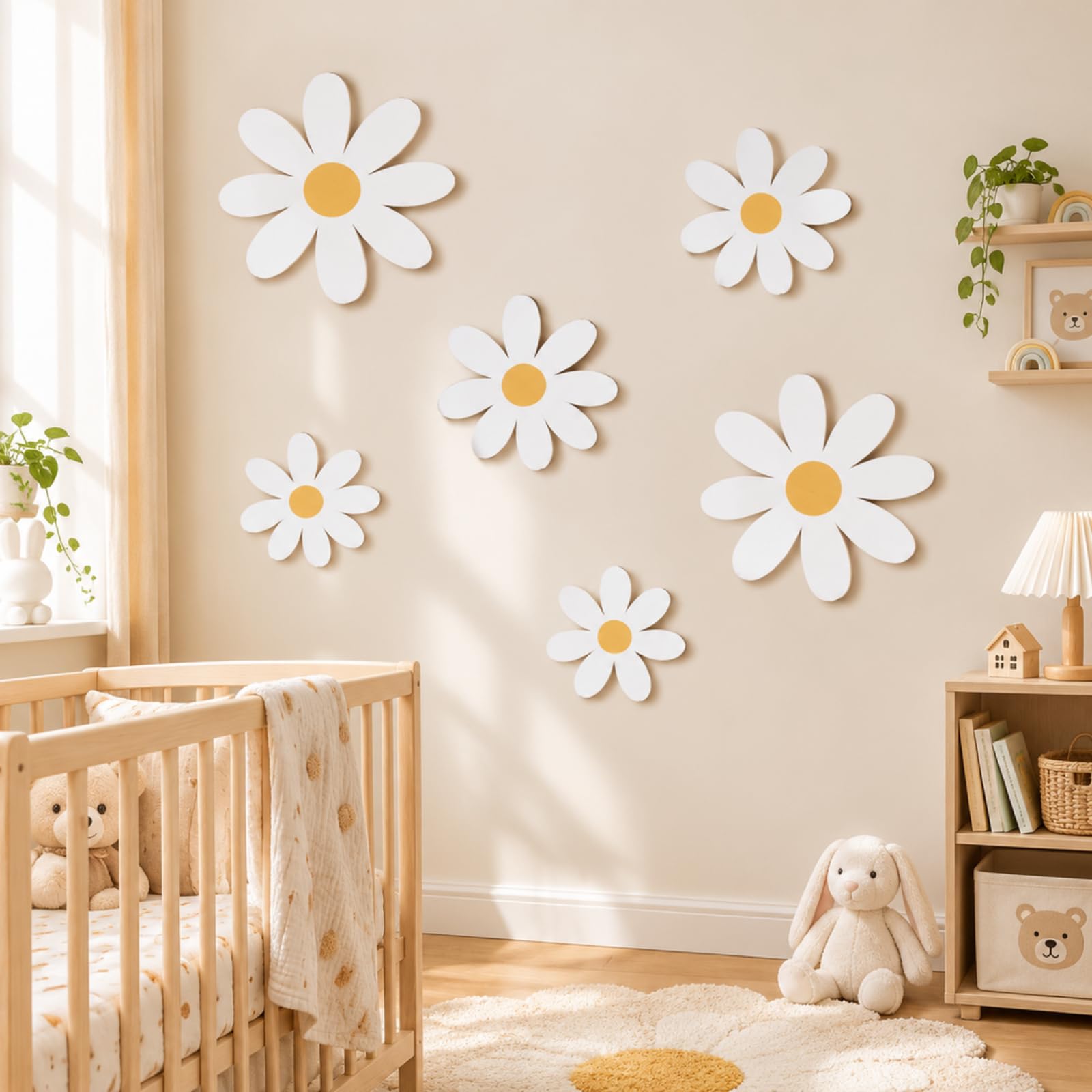 Amazon.com: Thyle 6 Pcs Wooden Daisy Flower Wall Decor, Yellow