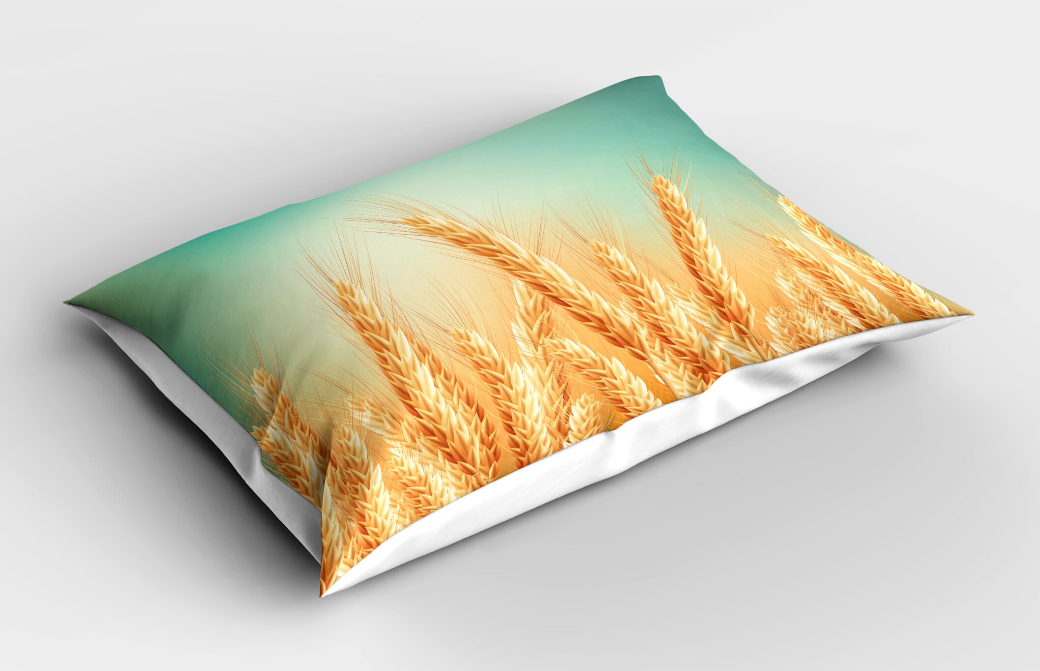 Ambesonne Harvest Pillow Sham Set of 2, Wheat Field and Blue Sky Agriculture Themed Abstract Composition, Quality Microfiber Bedding Item for All Seasons, 30