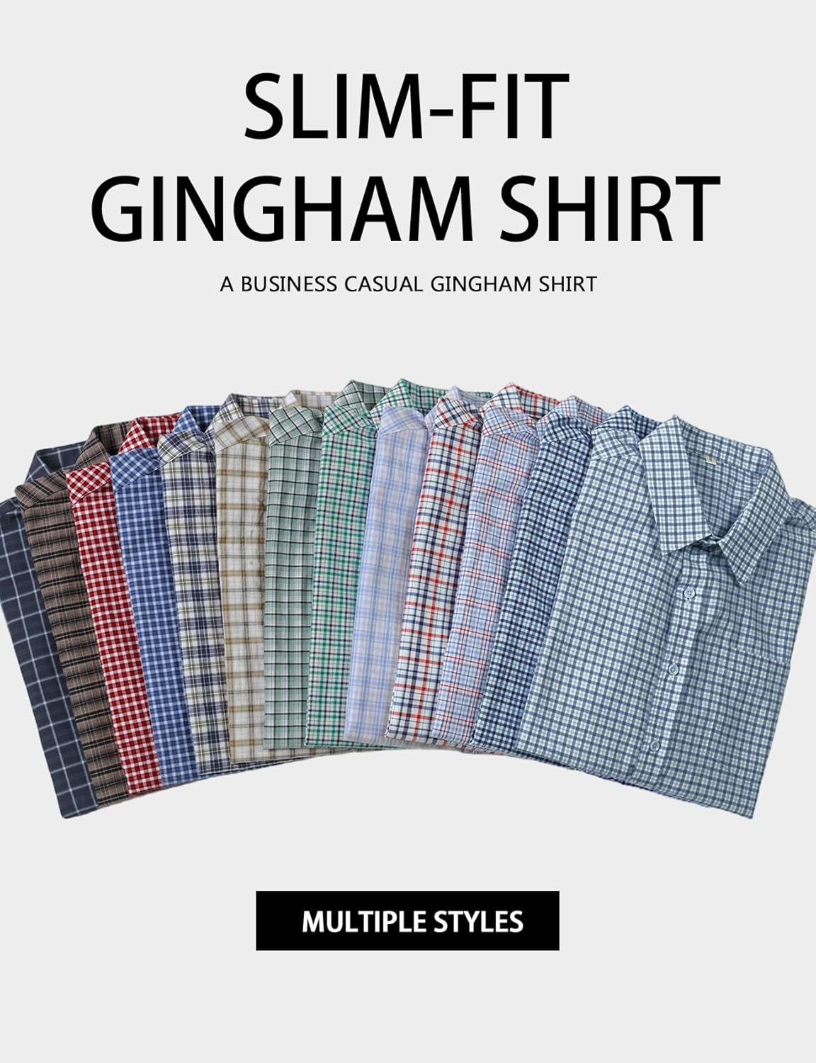 JEMITOP Mens Lightweight Slim Fit Short Sleeve Button Down Shirt Business Casual Plaid Dress Shirts with Pocket