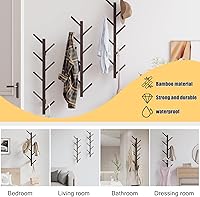 Vista 16 de Perchero vertical de bambú para pared, perchero vertical de bambú para pared, árbol, perchero, perchero flotante para sombreros, chaquetas, bolsos