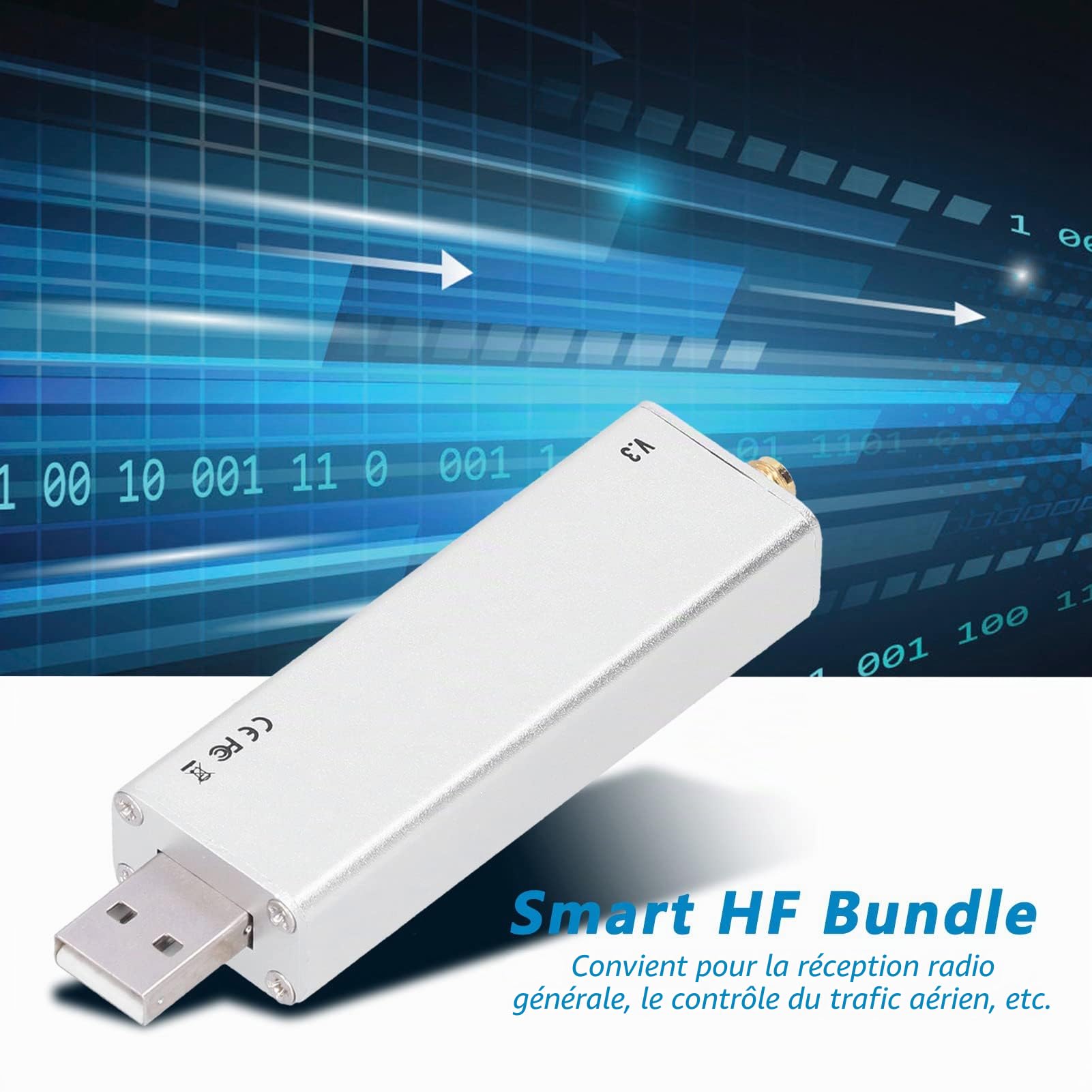 V3 R820t2 Rtl2832u Rtl-Sdr Blog V3 R820t2 Rtl2832u avec Kit D'antenne Dipôle, Rtl Sdr 1PPM TCXO HF Bias Tee SMA Software Defined Radio avec Kit D'antenne Dipôle