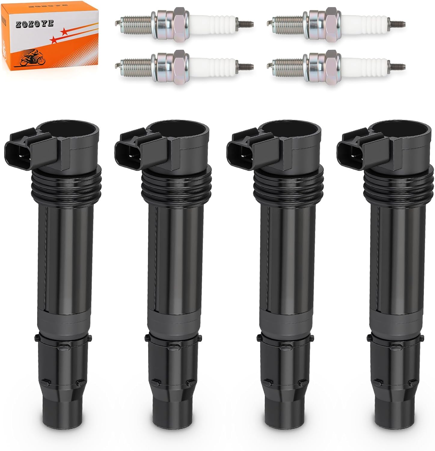 4Pcs Ignition Coils & Iridium Spark Plugs For Kawasaki Ninja ZX600 ZX-6RR ZX-6R 2003-2018 21171-1282 21171-0021