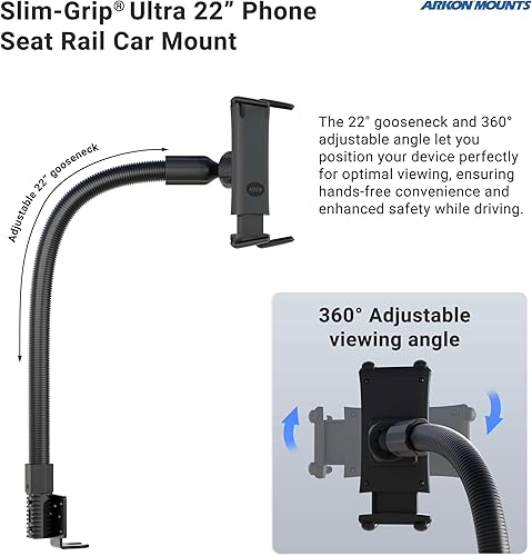 Miniatura 4 de Arkon Soporte para teléfono o tableta de asiento de automóvil para iPhone XS Max XS XR X 8 Galaxy Note 9 8 S10 Retail Negro - SM688L22