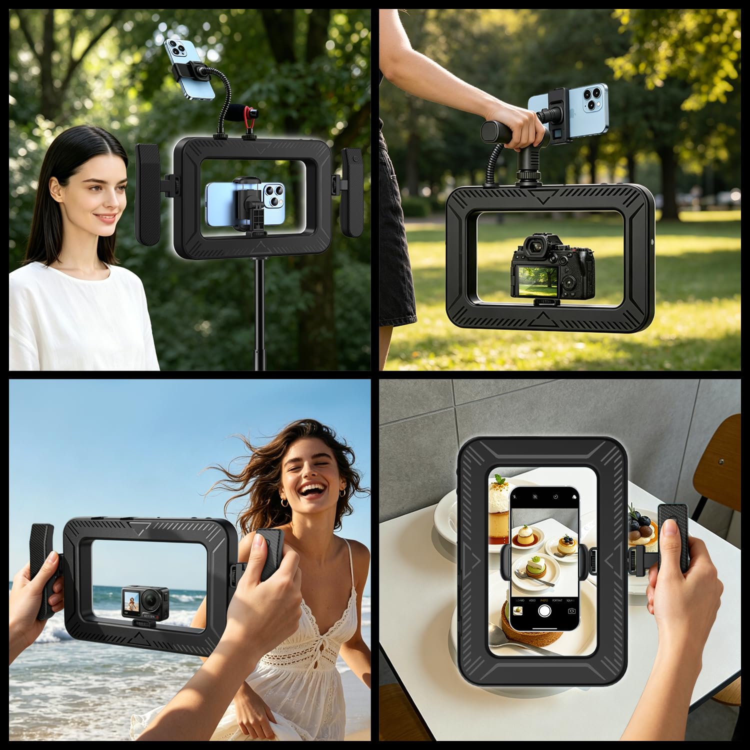 yAyusi Stabilizzatore per Telefono Portatile con Luce,Luce di Riempimento per Registrazioni Video con Impugnatura,Anello Luminoso a LED da 3600 mAh per Selfie, Ideale per Vlog e TikTok