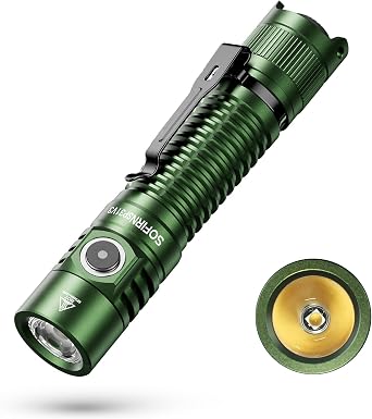 Sofirn SP31 V3 Pocket Flashlight with High CRI 519A Neutral White LED, Rechargeable IPX8 Waterproof Flashlight, Protect Eyesight and Improve Focus for High-Efficiency Work and Outdoor Sports Green