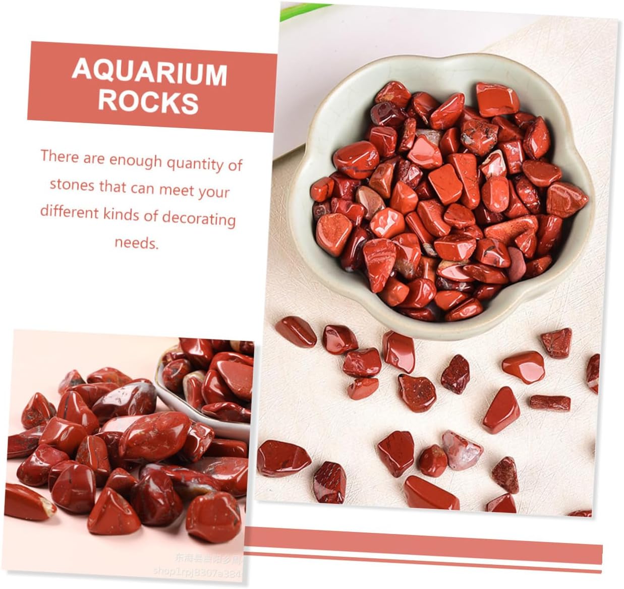 SHOWERORO Red Jasper Fish Tank Gravel 7-9mm Bulk Aquarium Decorative Stones Natural Terrarium Rocks 2lb for Freshwater and Saltwater Aquariums