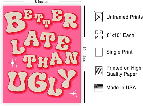 Miniatura 2 de Poster Master Póster con texto en inglés Better Late Than Fe, impresión tipográfica, arte moderno, arte moderno, arte pop, regalo para él, ella y