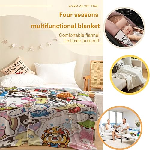Miniatura 3 de Manta de dibujos animados para niños y adultos de 80 x 60 pulgadas, acogedora manta de forro polar de felpa suave y cálida para sofá cama