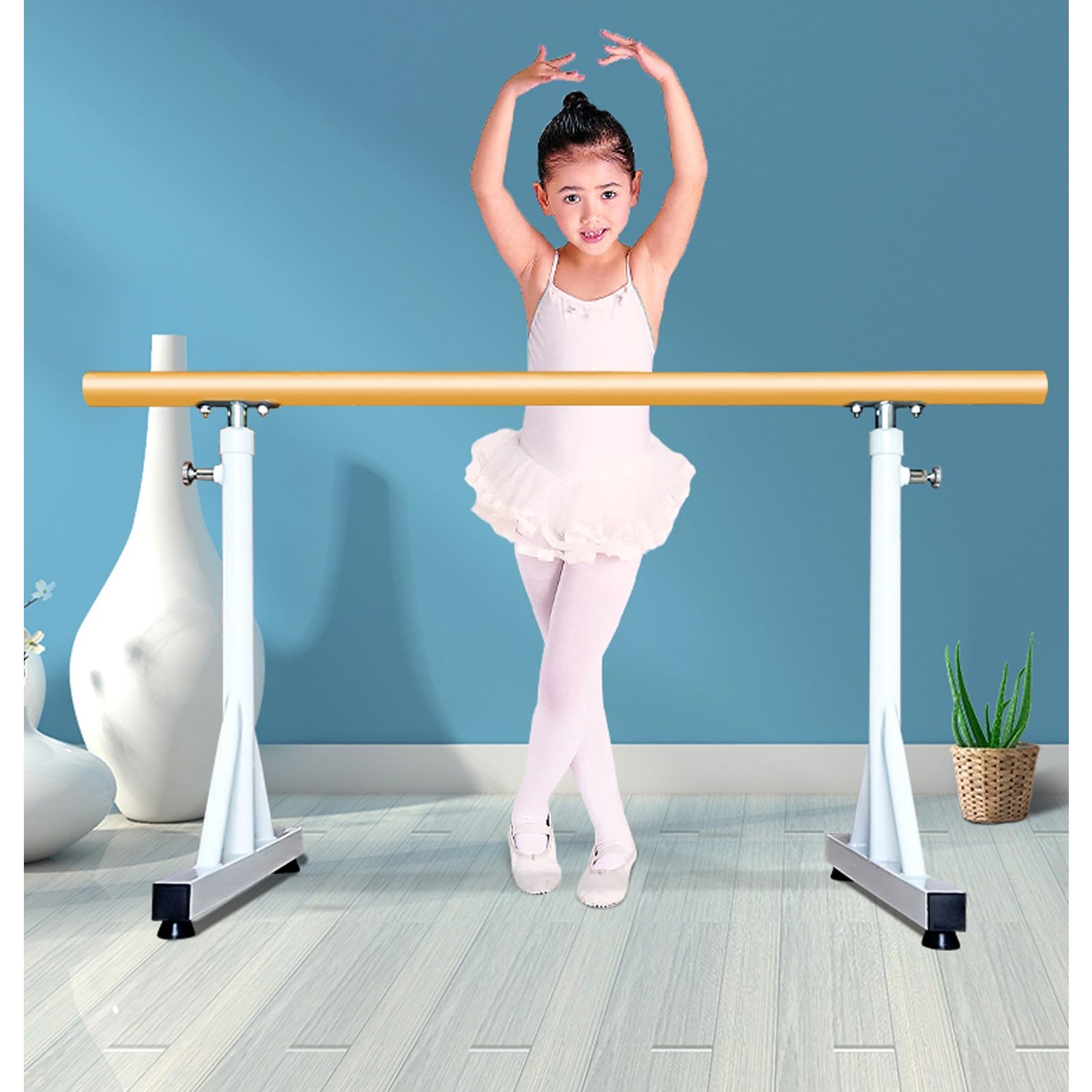 Barra de Ballet Independiente y Ajustable de Madera para Adultos y niños – Barra portátil y extraíble para gimnasios y Estudios de Ejercicio.