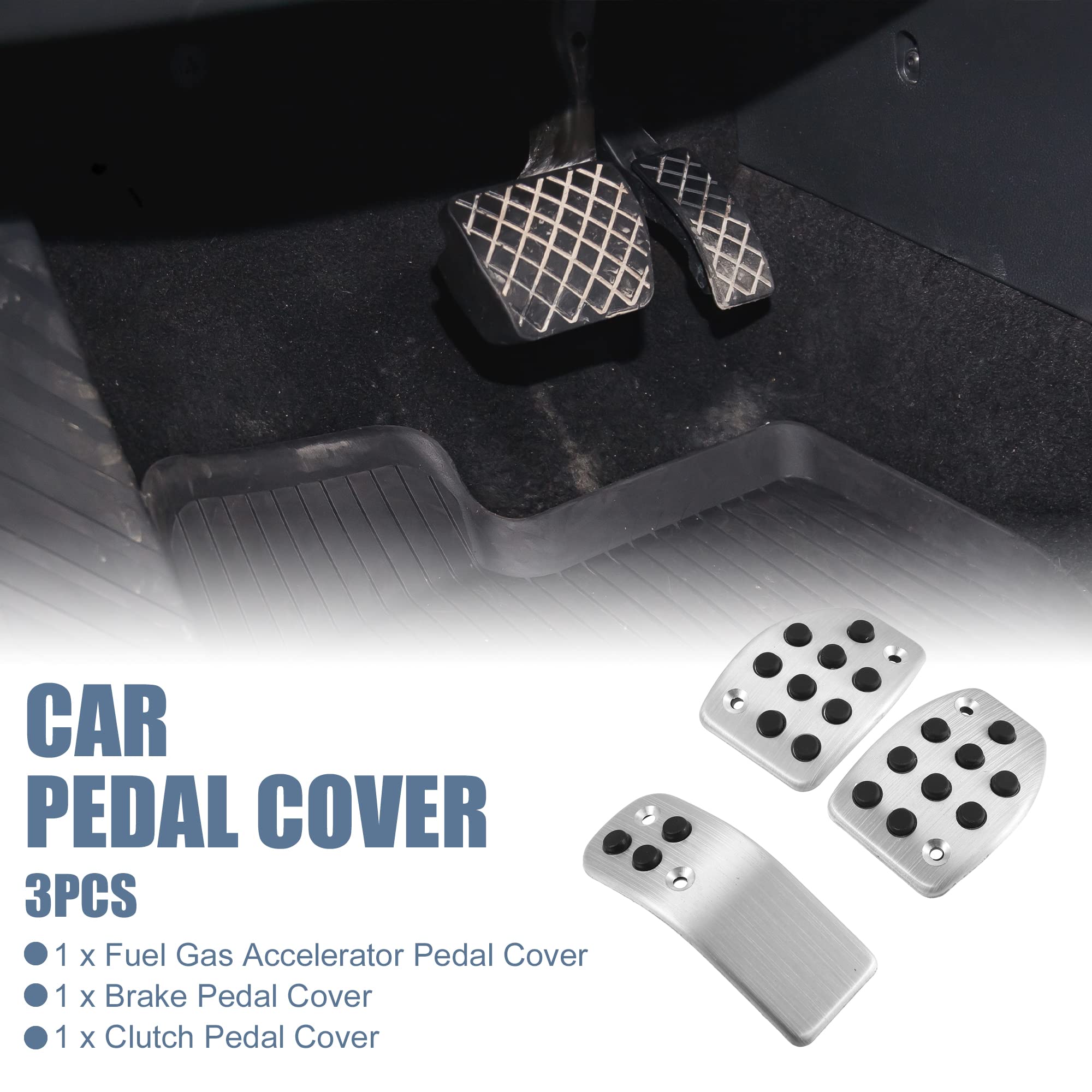 X AUTOHAUX 4pcs Brake Pedal Pad Gas Accelerator Pedal Cover Clutch Pedal Cover Foot Rest Pedal Cover for Peugeot 207 2010-2014