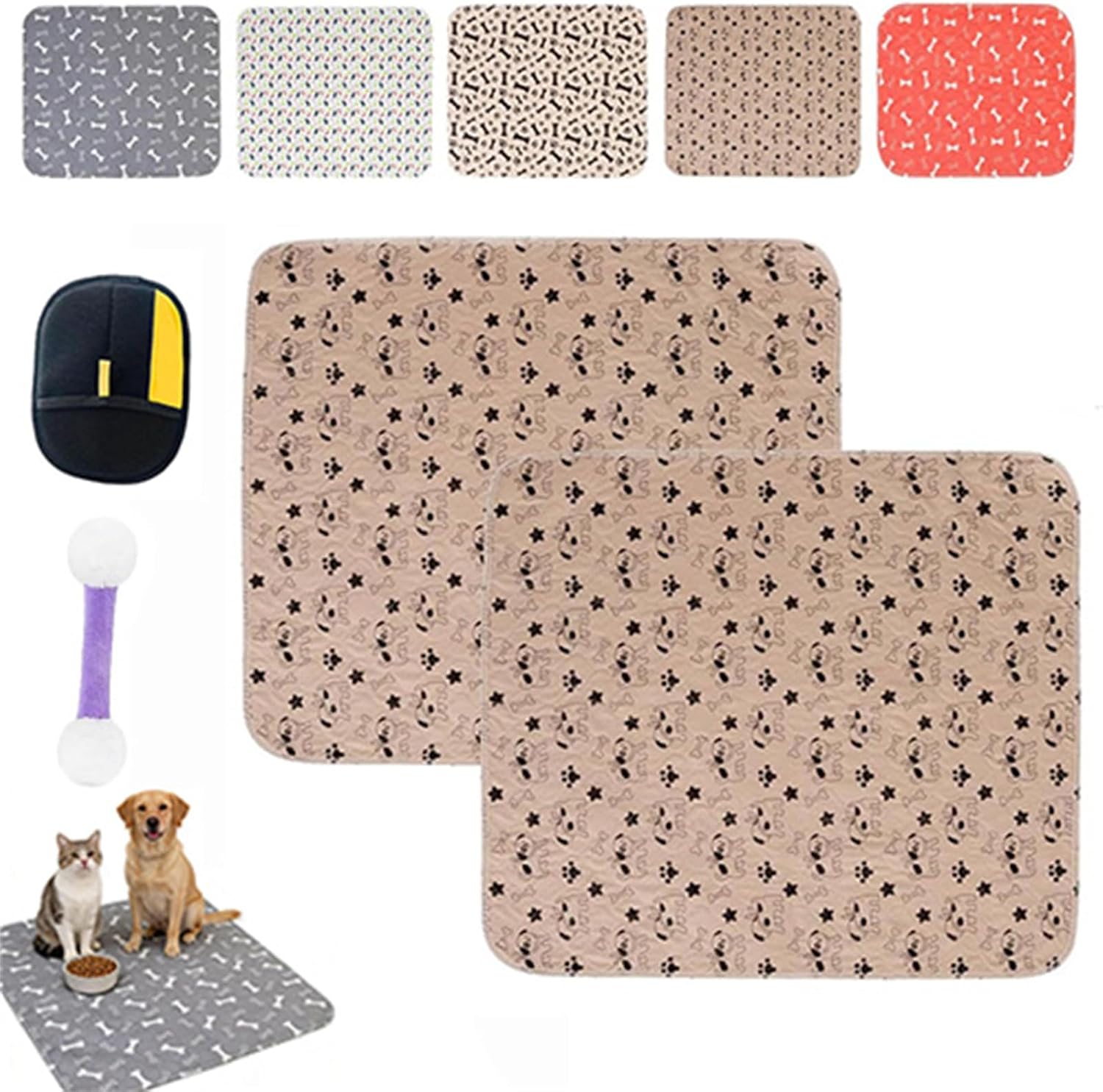 Pee Pads for Dogs, Reusable Dog Pee Pad Washable Dog, Multi-Size Washable Pee Pads for Dogs, Puppy Pee Pads with Pheromones, Machine Washable Non-Slip and Leak-Proof (A*2PCS, Large)