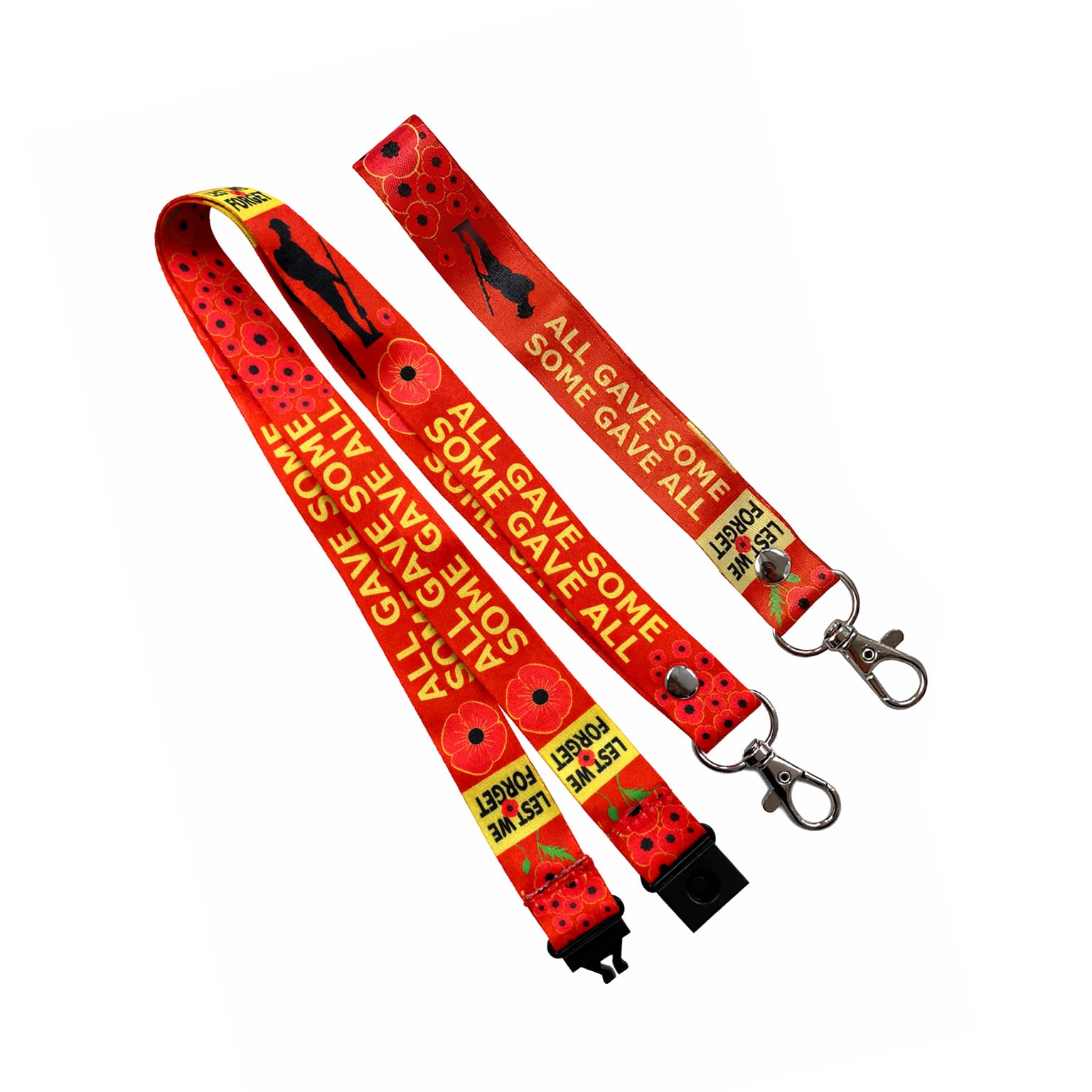 inking house Lest We Forget poppy Lanyard Key tag set Safety breakaway clip remembrance day