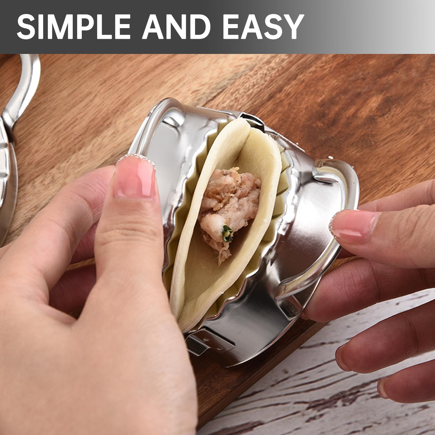 Zestaw 7 foremek do ravioli i pierogów ze stali nierdzewnej, foremka do pierogów z ravioli i kółkami do ciasta
