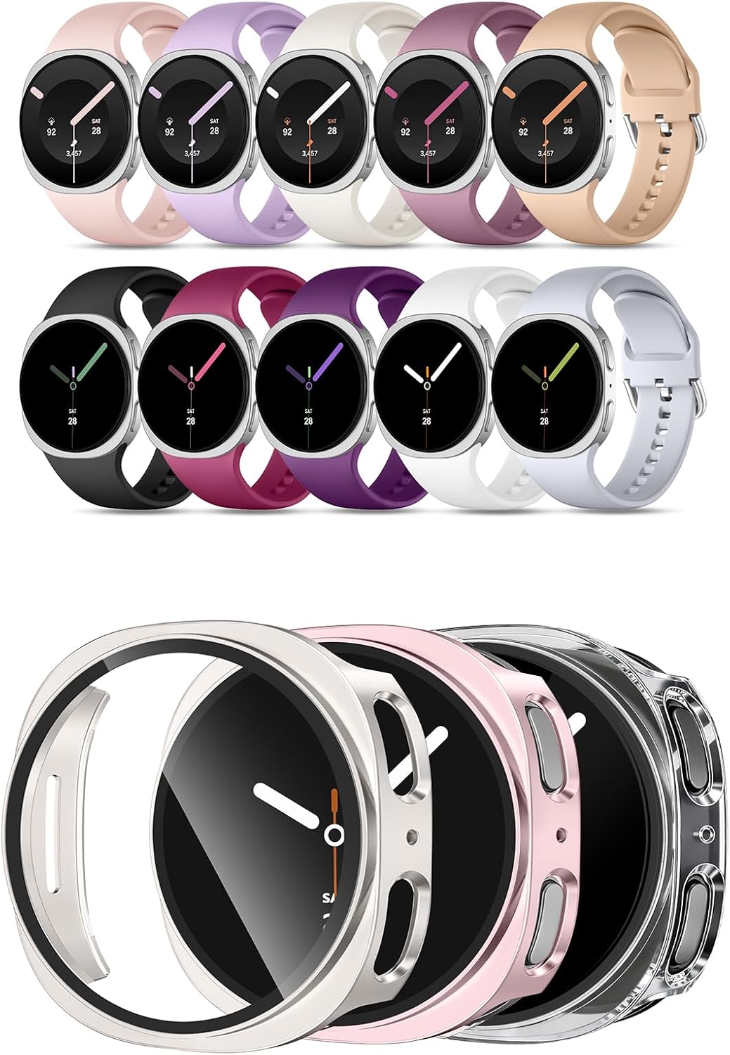 DaQin 10 Pack Bands Women & 3 Pack Cases for Samsung Galaxy Watch 8/9 44mm
