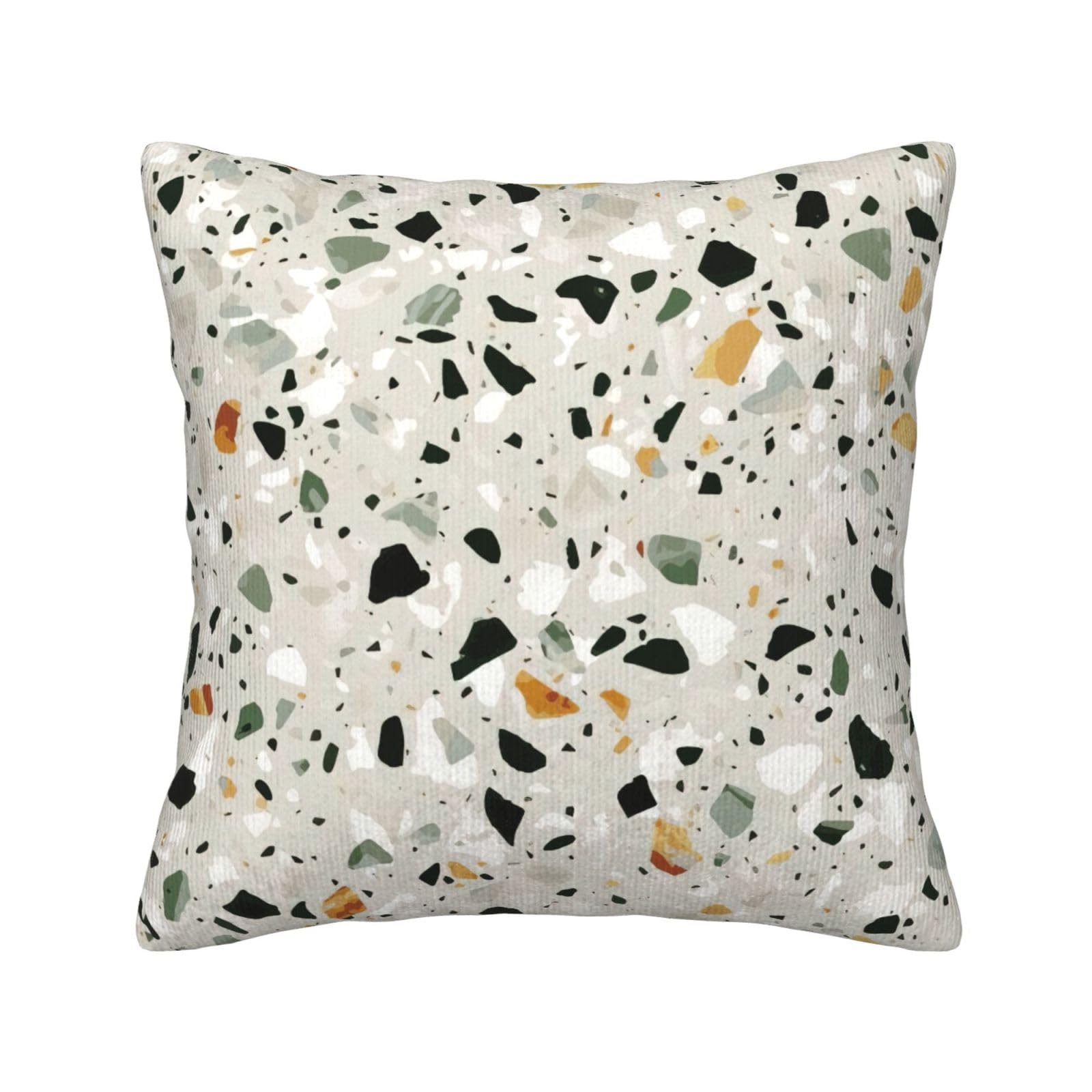 Housse de coussin carrée velours côtelé jaune marbré déco canapé salon