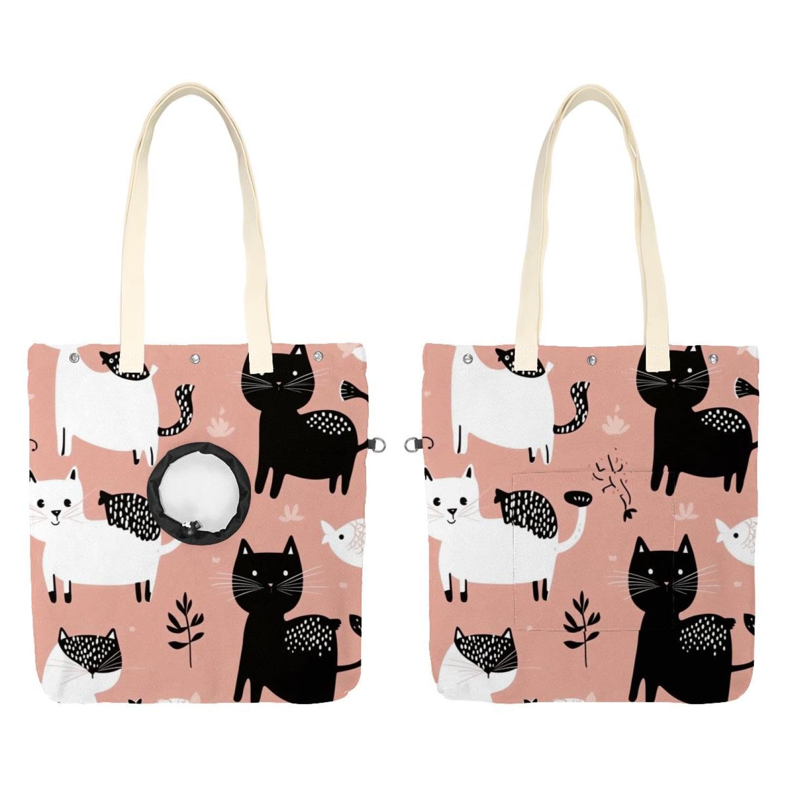 Sac de transport chat bandoulière confort en toile résistante motif chats