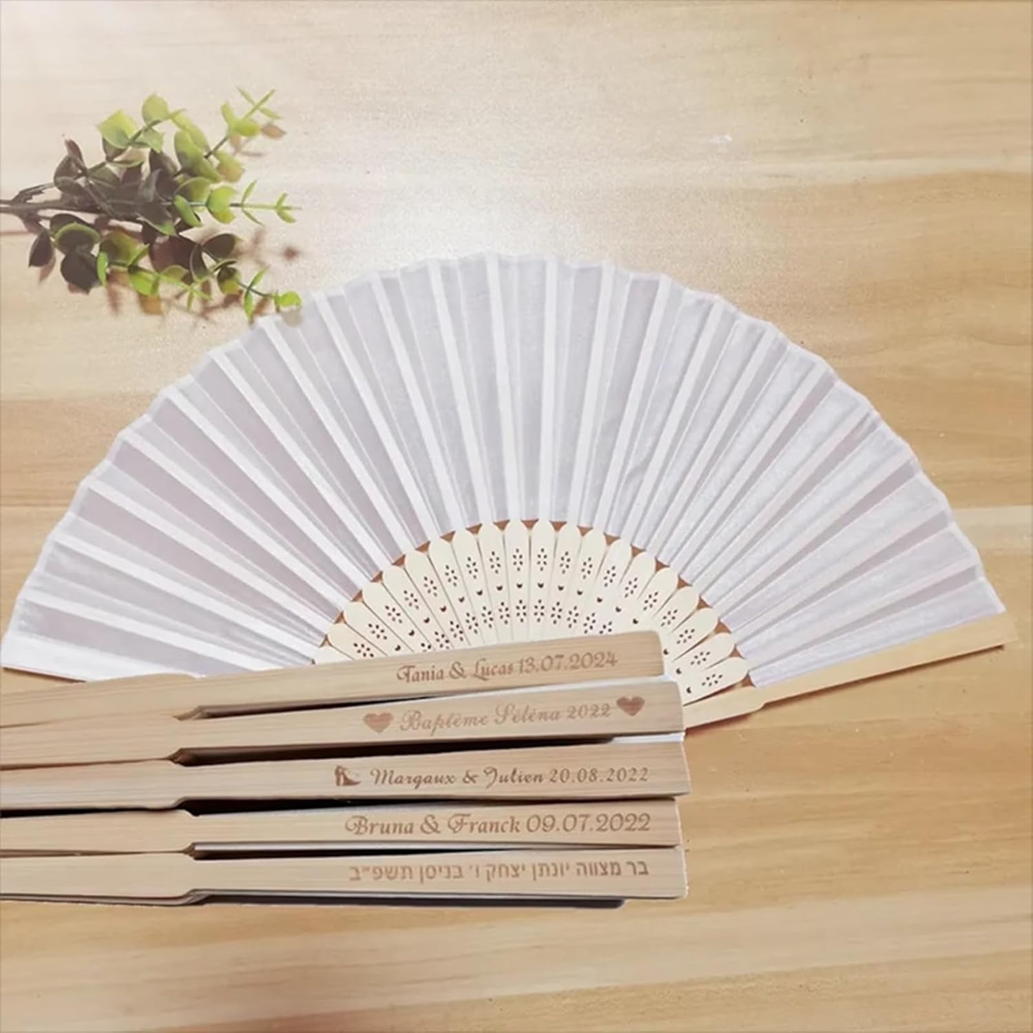 Personalized Customized Hand Fans for Weddings Multicolor Folding Fans Silk Bamboo Folding Fans Handheld Custom Fans for Wedding, Party Decoration (50pcs)