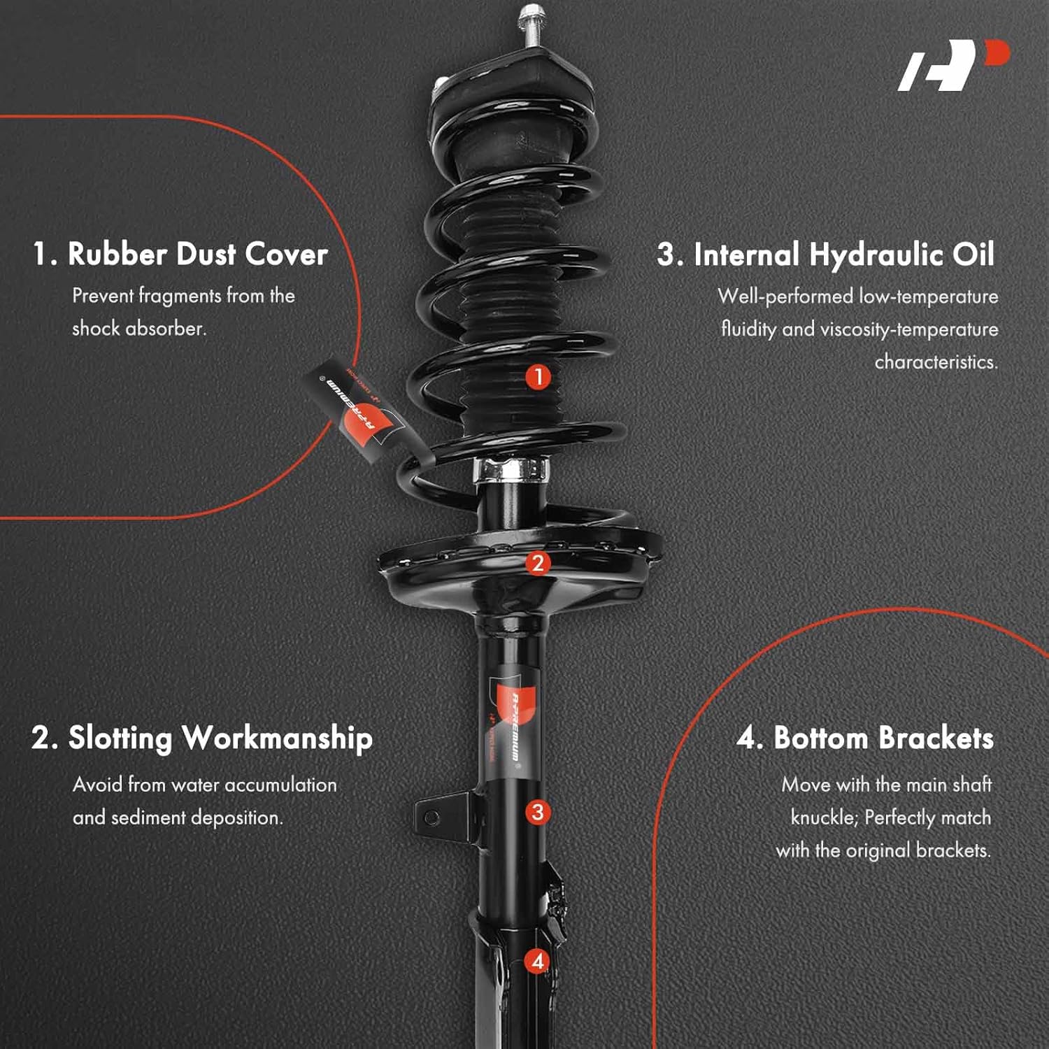 A-Premium Rear Struts Compatible with [FWD] Toyota Highlander 2008-2013, Venza 2013-2015 - 2x Replacement Suspension Complete Strut Assembly Shock with Coil Spring