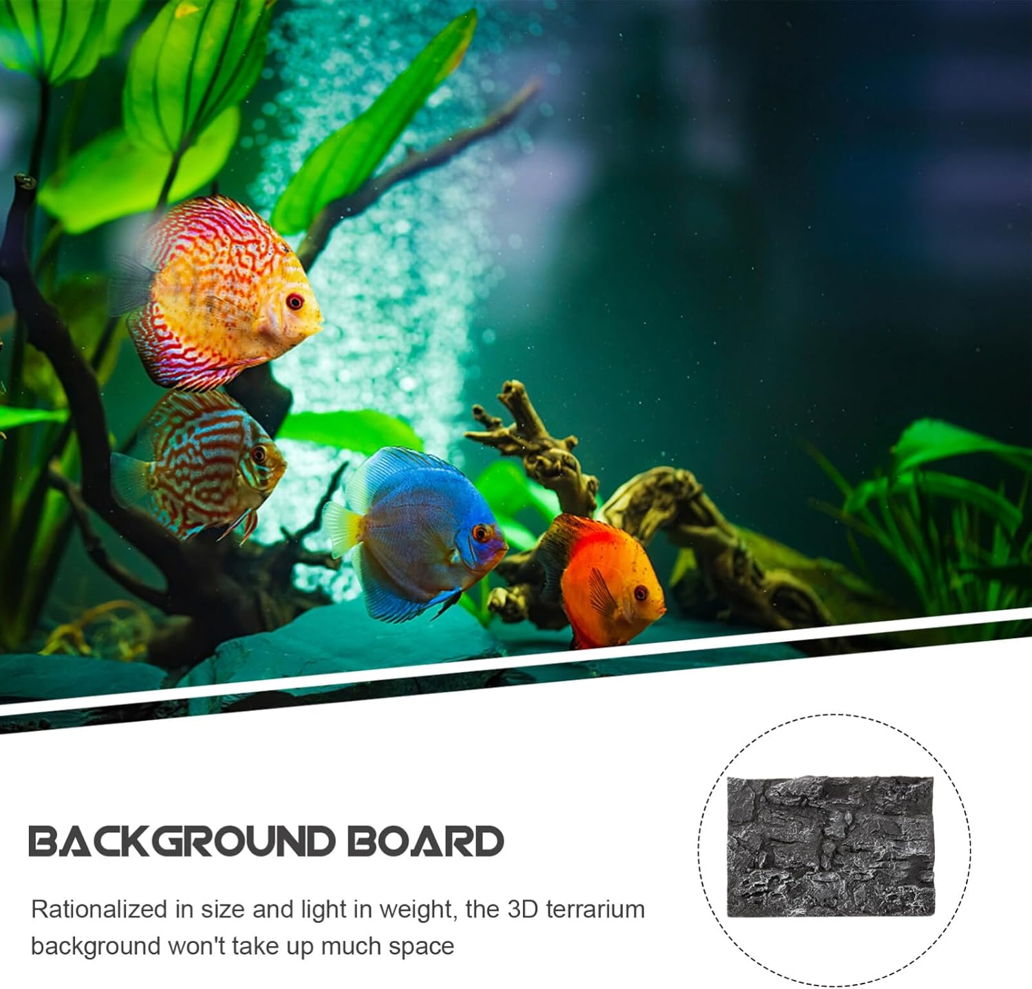 Kisangel 3D Rocky Terrarium Background 3D Reptile Tank Background Snake Habitat Backdrop Decor,Dark Grey