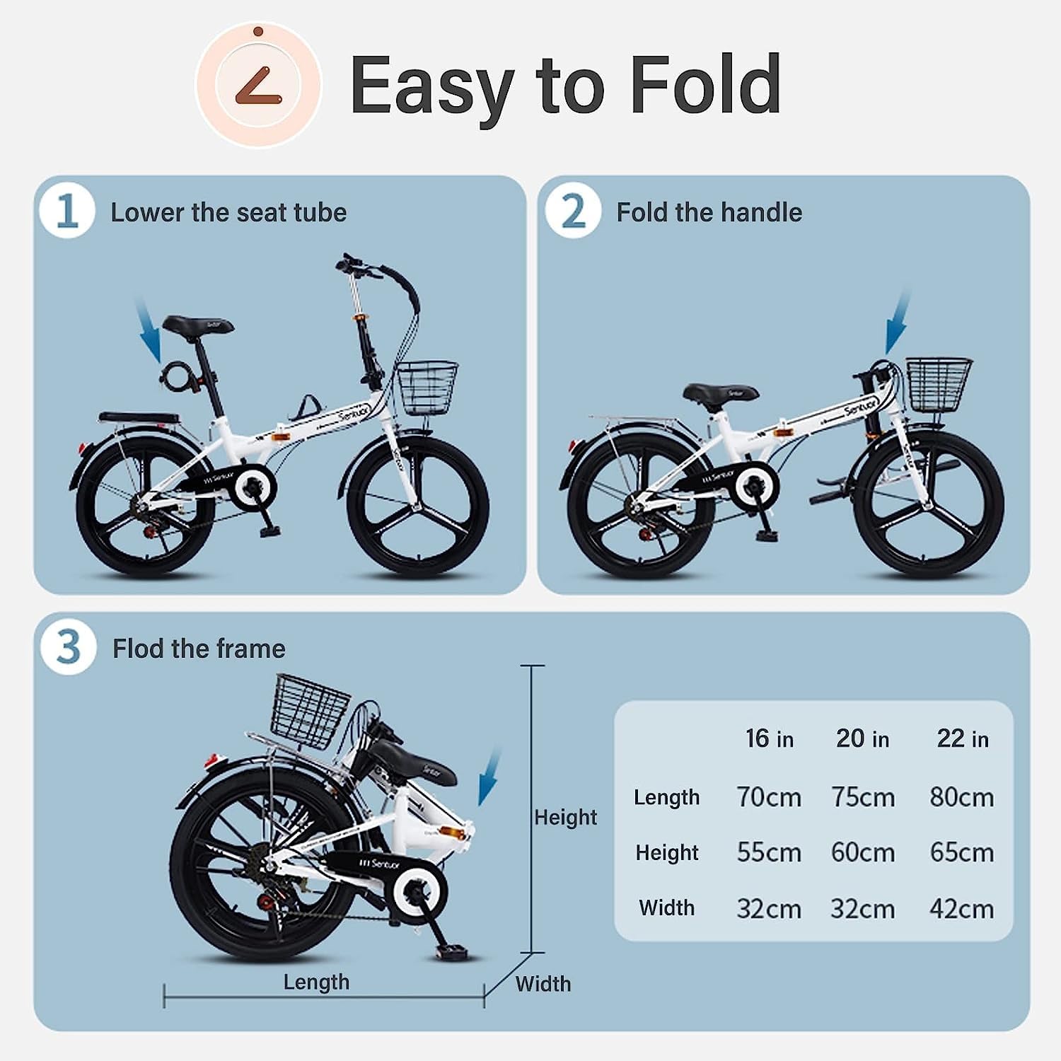 Amazon | 7 段変速折りたたみ自転車 20/22 インチ高強度炭素鋼フレーム