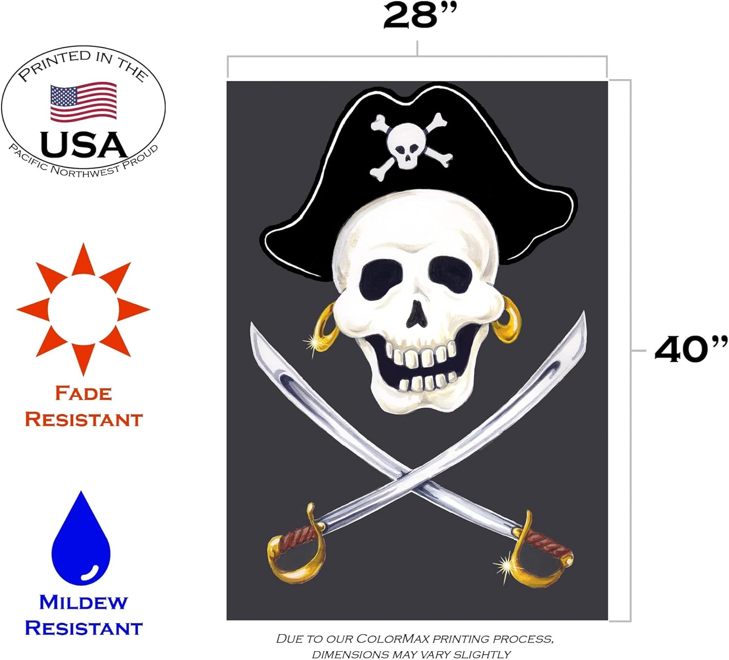 Toland Home Garden 109390 Swashbuckle summer Flag 28x40 Inch Double Sided summer Garden Flag for Outdoor House Pirate Flag Yard Decoration