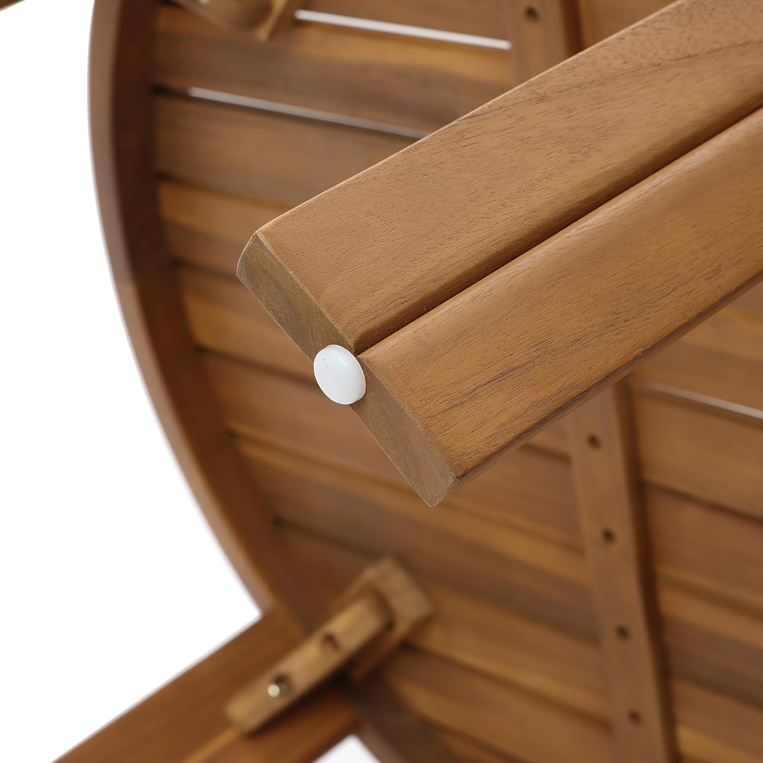 LuxenHome 27.5" Dia Outdoor Round Coffee Table, Acacia Wood Patio Table with Raised Edge, Small Wooden Garden Coffee Table for Balcony, Patio, Porch