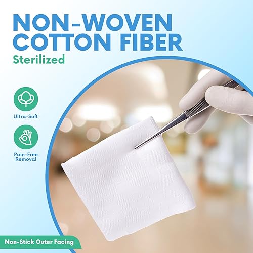 Miniatura 2 de HEALQU Almohadillas de gasa no tejidas  4 x 4  Caja de 100 esponjas de gasa estériles empaquetadas individualmente  Esponjas quirúrgicas