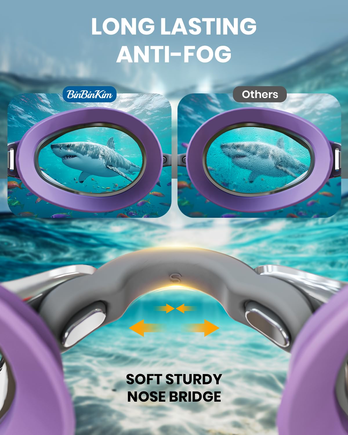 Occhialini da nuoto per adulti e ragazzi, 180°, visione chiara, anti appannamento/UV, senza perdite, per uomini e donne
