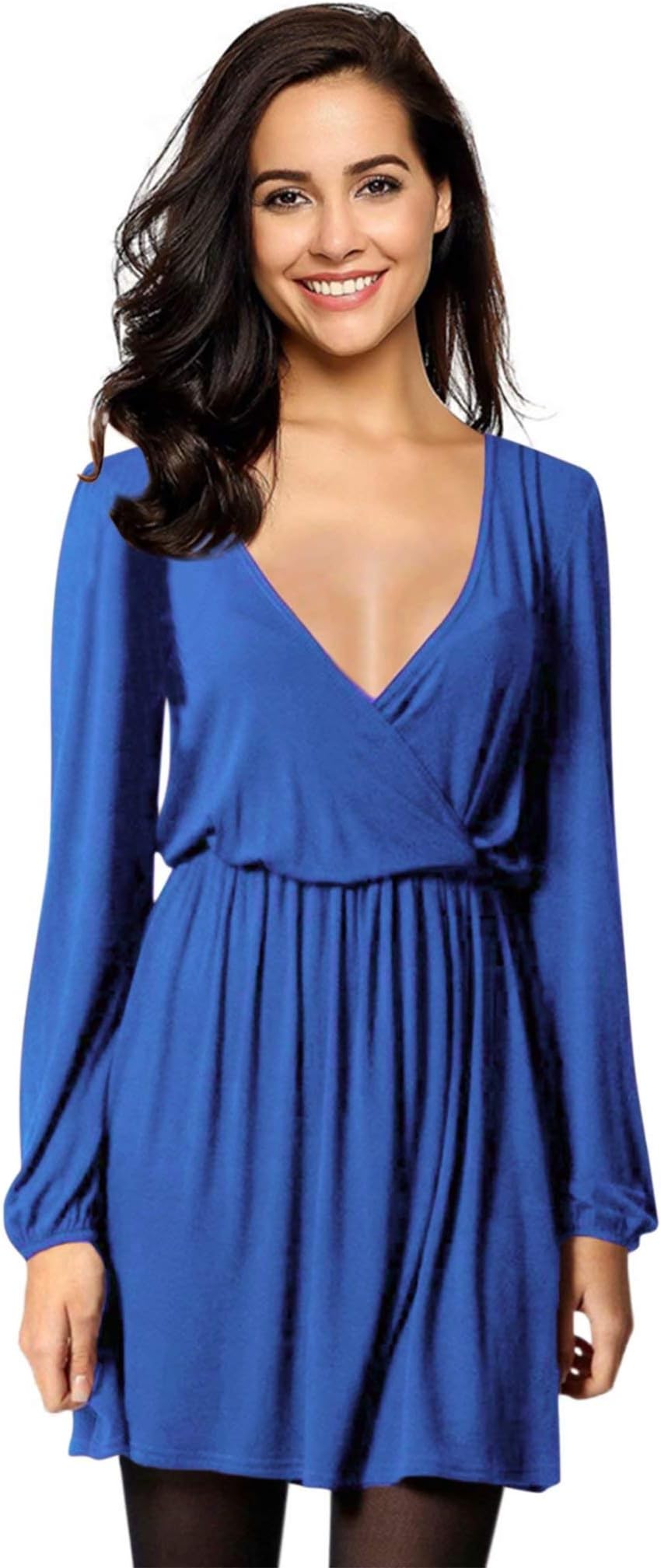 Leadingstar Women's V-Neck A-line Casual Party Mini Dress