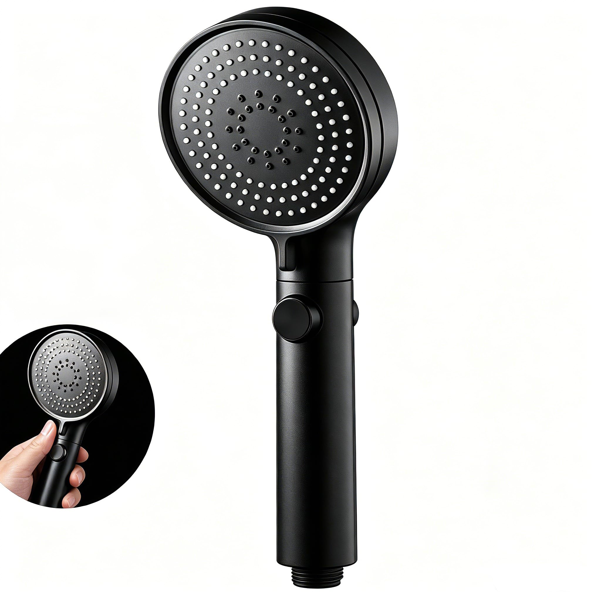 Zyques Black Handheld Shower Head, 6 Spray Modes Shower Heads With Handheld Detachable Shower Head High Flow Shower Attachable Showerhead For Tub Faucet