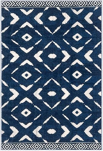 Miniatura 9 de KILOCOCO Tapete para sala de estar, lavable, bohemio, antideslizante, suave, diseño geométrico, marroquí, para interior, para dormitorio, comedor,