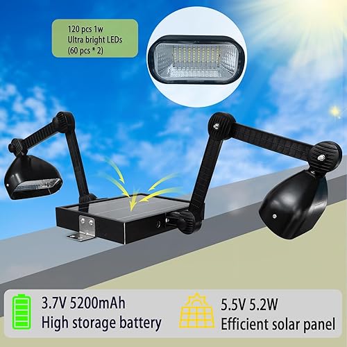 Miniatura 4 de Luces solares para exteriores, 120 LED súper brillante, IP65 impermeable, 3.7V 5200 mAh, luces solares comerciales para letreros de bienes raíces,