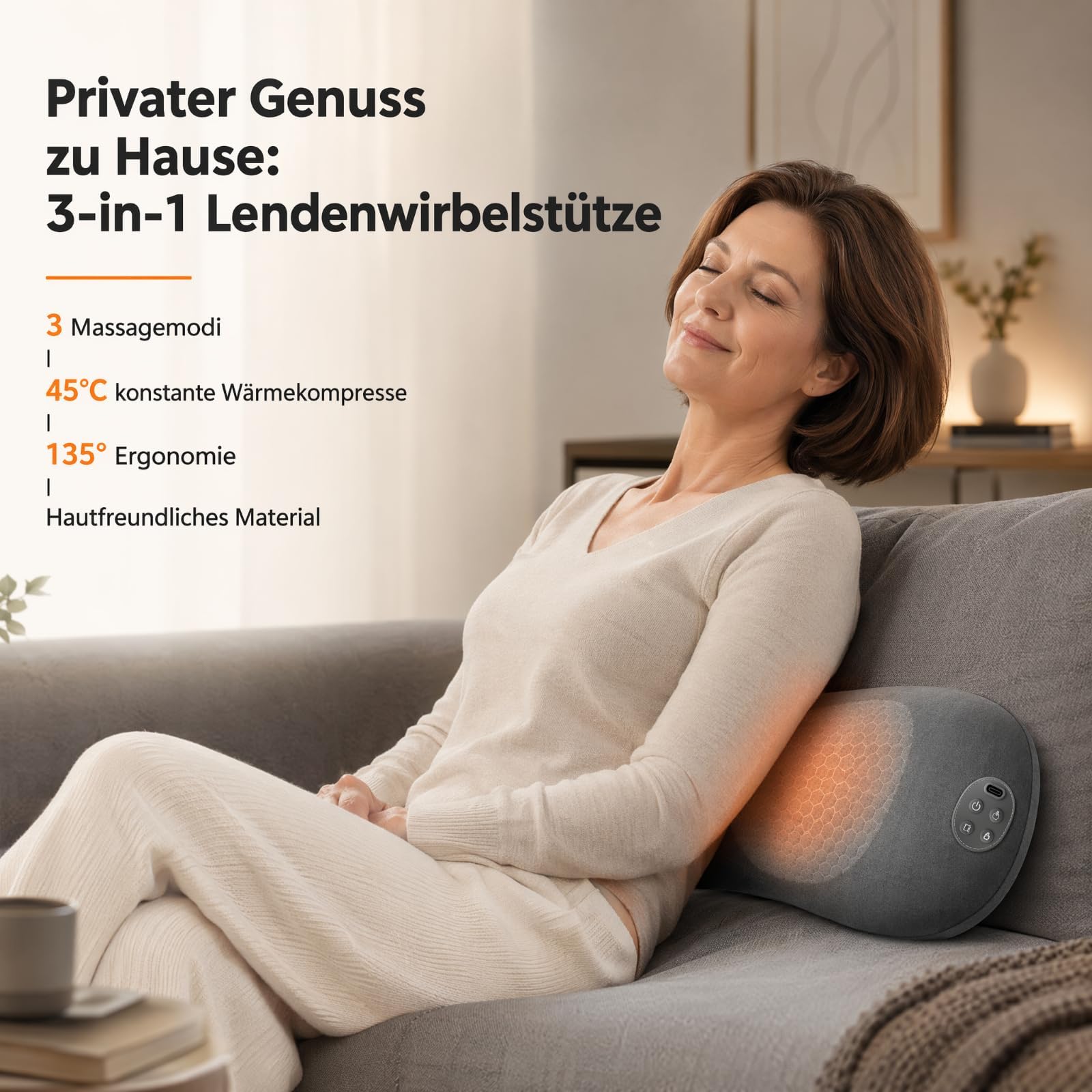 3-in-1 Rückenmassagegerät,Rücken Massage Gerät mit Wärme Vibration Dehnung
